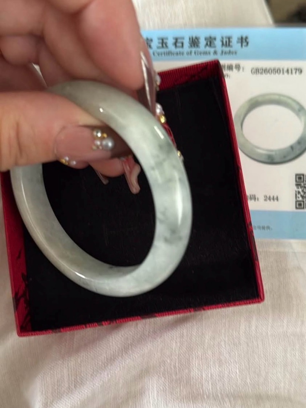Elegant Green-White Jade Bangle Grade A Bracelet - Classic Women Jewelry